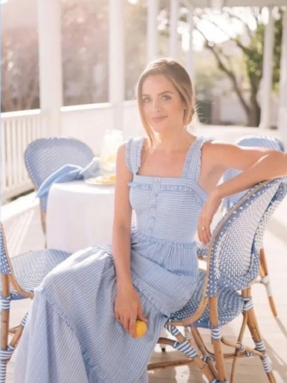 Gal Meets Glam Light Blue Striped Maxi